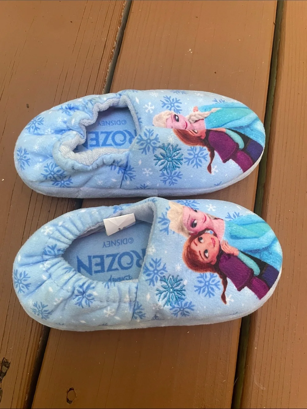 Disney Frozen Elsa Anna Blue Slippers Girls Size 9/10 Snowflake